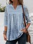 Lace Plain Loose Casual Shirt