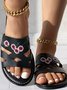 Summer Pu Casual Floral Slide Sandals