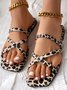 Leopard Pu Summer Slide Sandals