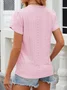 Casual V Neck Lace Plain T-Shirt