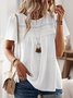 Loose Plain Casual Lace Shirt With No