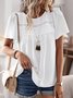 Loose Plain Casual Lace Shirt With No