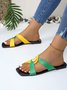 Contrast Stitching Pu Casual Summer Slide Sandals
