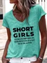 Women's Short Girls Funny Casual V Neck T-Shirt