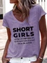 Women's Short Girls Funny Casual V Neck T-Shirt