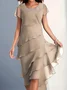 Elegant Plain Crew Neck Regular Fit Wedding Dress & Party Dress With No