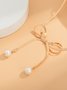 Elegant Imitation Pearl Bowknot Pendant Necklace