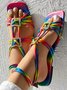 Thick Bottom Ombre Pu Strappy Sandals