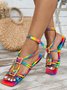 Thick Bottom Ombre Pu Strappy Sandals