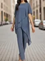 Chiffon V Neck Loose Elegant Two-Piece Set