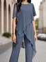 Chiffon V Neck Loose Elegant Two-Piece Set