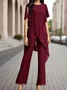 Chiffon V Neck Loose Elegant Two-Piece Set