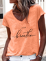 Women's Just Breathe Cotton-Blend Text Letters Casual T-Shirt