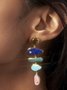 Elegant Imitation Pearl Irregular Geometric Glazed Dangle Earrings