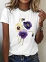 Loose Floral Casual Cotton T-Shirt