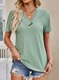Buckle Casual V Neck Lace T-Shirt