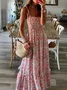 Vacation Disty Floral Loose Spaghetti Dress