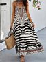 Lantern Sleeve Vacation Chiffon Dress With No