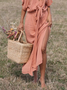 Boho Knot Front V Neck Dress