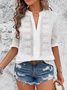 Scramble Embroidery Lace Casual Loose Shirt