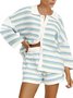 Casual Shawl Collar Loose Acrylic Two-Piece Set
