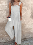 Spaghetti Vacation Cotton Loose Jumpsuit With No