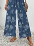 Floral Casual Loose Pocket Stitching Pants