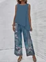 Women's Irregular Craftsmanship Floral Daily Going Out Two-Piece Set Elegant Summer Sleeveless Tunic Top With Pants Matching Set