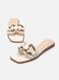 Fashionable Geometric Metal Decor Hollow Out Slide Sandals