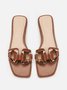 Fashionable Geometric Metal Decor Hollow Out Slide Sandals