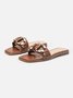 Fashionable Geometric Metal Decor Hollow Out Slide Sandals