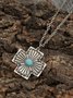 wish cross-border European and American new retro bohemian style turquoise pendant exaggerated cross geometric necklace