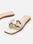 Fashionable Geometric Metal Decor Hollow Out Slide Sandals