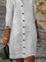 Shirt Collar Casual Loose Striped Dress With No