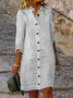 Shirt Collar Casual Loose Striped Dress With No