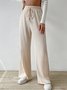 Casual Loose Plain Cotton And Linen Pants