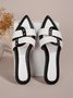 Black-white Color Block Weave Rivet Embossed Slide Sandals