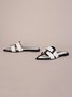 Black-white Color Block Weave Rivet Embossed Slide Sandals