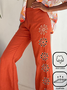Cotton And Linen Loose Embroidery Casual Pants