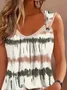Abstract Casual Crew Neck Loose Tank Top