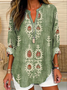 Casual Ethnic Notched Loose Shirt