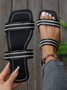 Pu Plain Casual Summer Slide Sandals