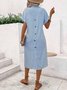 Shirt Collar Casual Buttoned Shirt Dress