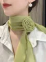 Elegant Rose Applique Satin Scarf