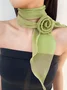 Elegant Rose Applique Satin Scarf