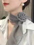 Elegant Rose Applique Satin Scarf