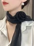 Elegant Rose Applique Satin Scarf