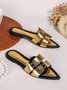 Black-white Color Block Weave Rivet Embossed Slide Sandals