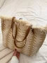 Straw Fringed Large Capacity Tote Beach Bag