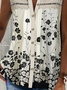 Floral Shirt Collar Casual Lace Tank Top